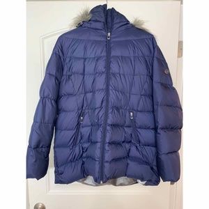 Calvin Klein Down Quilted Puffer Coat Long Blue